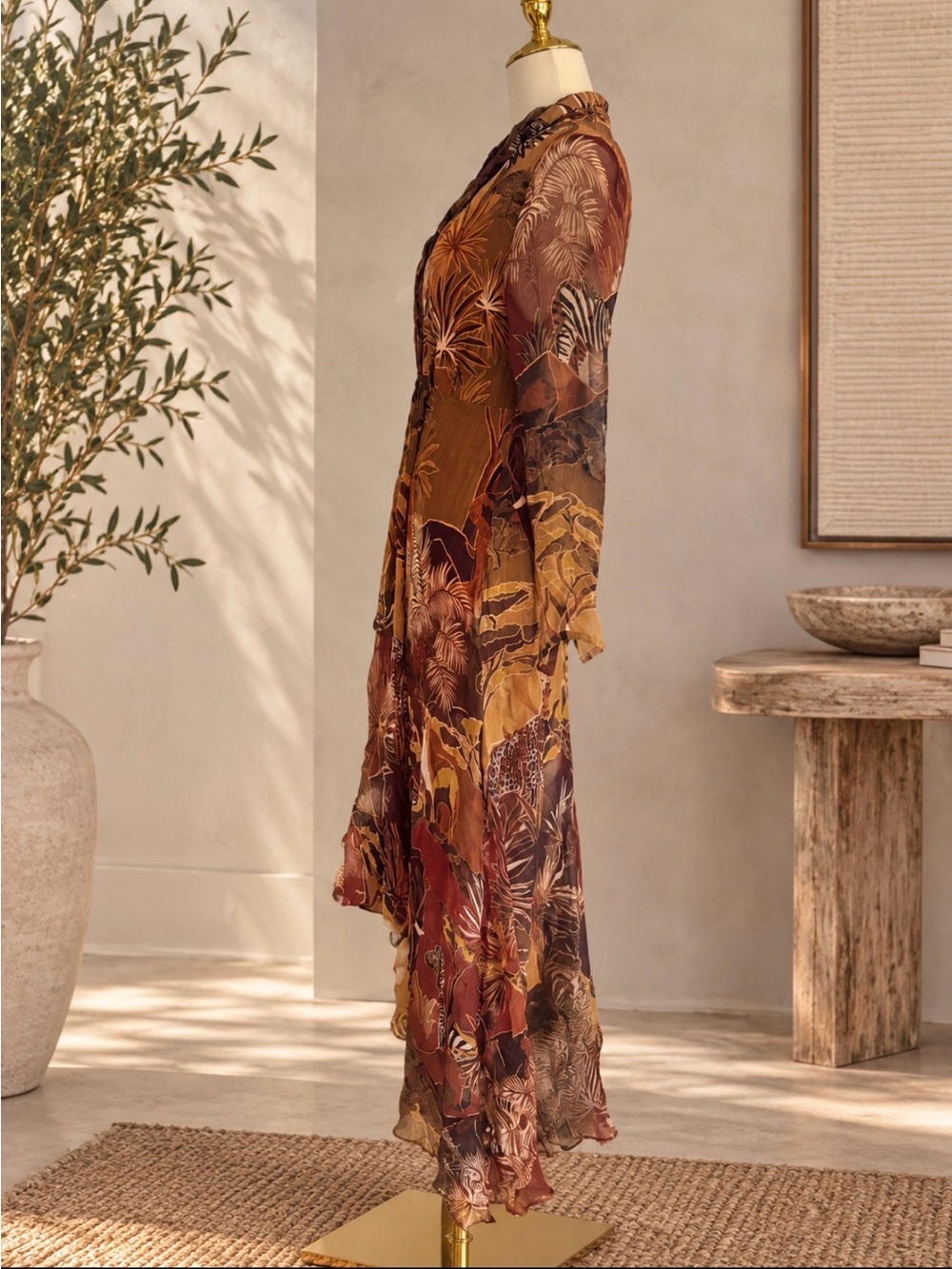 FARM Rio Rust, Mustard & Olive Safari-Print Long Sleeve Maxi Dress - Picture 5 of 6
